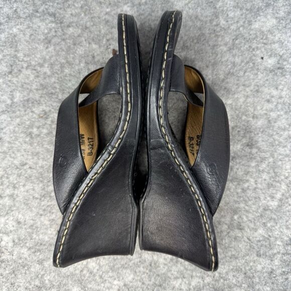 Born Wedge Sandals Women's Size 8 Black Soft Leather Comfort Strappy - Picture 8 of 9